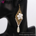 29369- Xuping Fashion Kronleuchter Schmuck Perlen Ohrringe mit Blume
